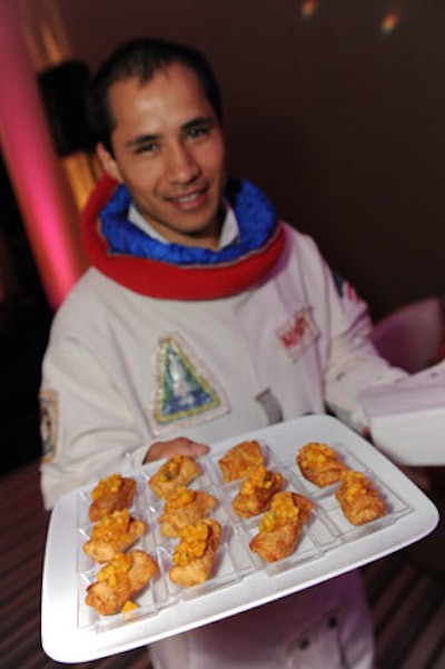 At a 2011 launch party for the book Sex on the Moon in Boston, space-suit-clad servers circulated with food. Held at the W Boston and co-hosted by Doubleday, the soiree took on an outer-space theme that echoed the book's subject—the true story of a NASA scientist, Thad Roberts, who served jail time for stealing moon rocks.