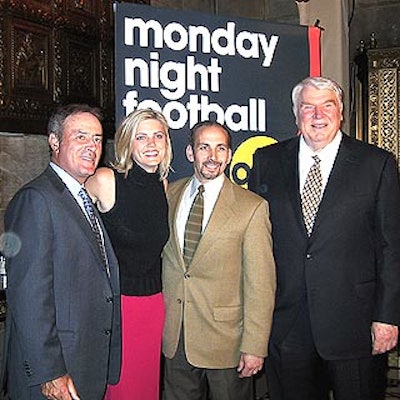 The co-hosts of Monday Night Football posed at ABC's Upfront event after-party at Cipriani 42nd Street.