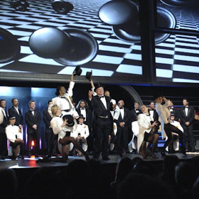 Among the musical numbers of Upfront Week was William Shatner of Boston Legal performing a song-and-dance routine about the “beautiful boys” of ABC, with many of the hunky stars being escorted onstage by costumed dancers.
