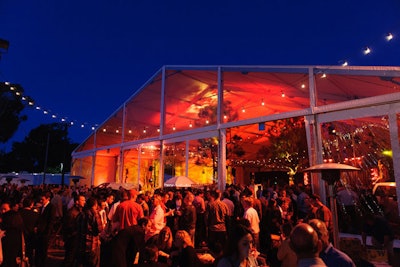 A German-made 45-foot-tall tent housed the event guests.