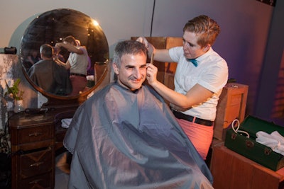 Guests could also get haircuts in a pop-up salon. Stylists wore outfits with bow ties and tidy white button-down shirts, evoking an old-fashioned barbershop.