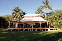 The Savannah Series Tents from Sperry Fabric Architecture are wooden-framed tents with cloth canopies and clerestory windows. The windows, above an adjacent roof, allow sunlight in during the day and indoor lighting to project out at night. The tents seat as many as 350 guests. The units are available for purchase in the United States through Sperry Fabric Architecture and licensed Sperry Tent providers; prices are available upon request.
