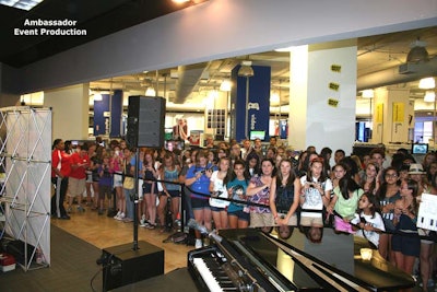 Dynacord sound setup in a mall for Greyson Chance