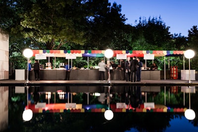 A colorful canopy covered the outdoor food stations.