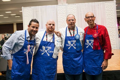 Chefs Brian Aaron, Michael B. Jacobs, Ken Lyon, and David Schwadron cooked up delectable hors d'oeuvres during the first BizBash Taste Off.