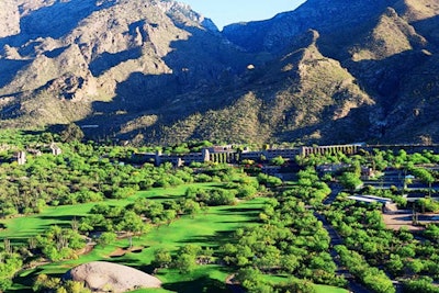 Aerial view with golf course