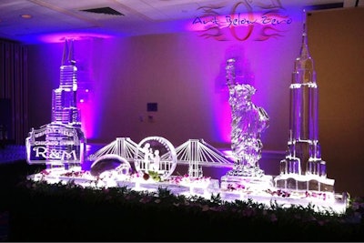 Chicago meets New York wedding ice sculpture