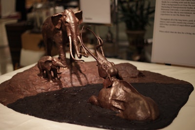 At the Neiman Marcus and Mattel Children’s Hospital U.C.L.A. event, the Butter End's Kimberly Bailey made a cake in the form of the La Brea Tar Pits.