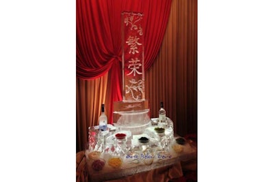 Oriental caviar display ice sculpture