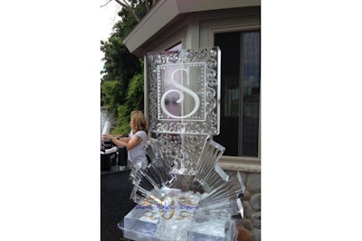 Monogram martini luge on Sunburst pedestal