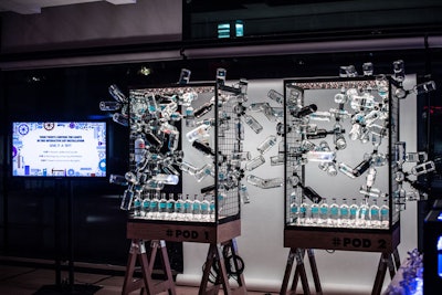 The installation was made of empty vodka bottles and connectors from a 3-D printer.