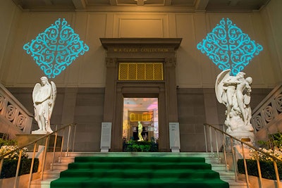 Faux-grass carpeting covered the main staircase and set the tone for the design in the rotunda and second-floor bar.