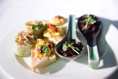 Other passed hors d'oeuvres during the reception included beets and hummus on pita points.