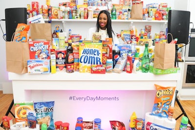 The DJ booth was surrounded by groceries, a tongue-in-cheek nod to the lifestyle of the target audience for the new card.