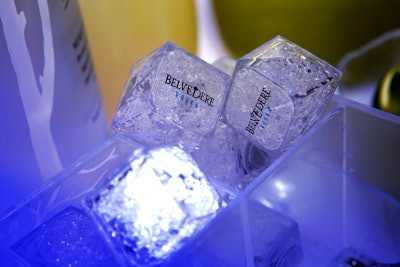 The bar was stocked with glowing ice cubes from sponsor Belvedere.