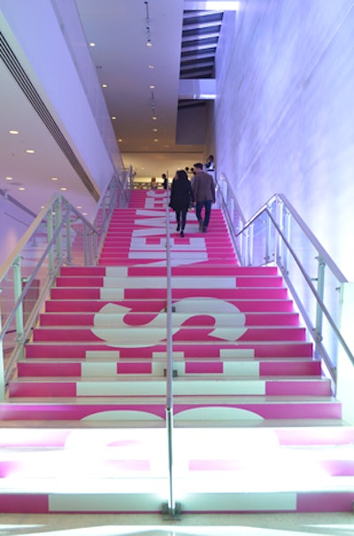 Instead of a traditional red carpet, the stairs leading to the event space had a custom typography treatment that read “Best New Chefs.”