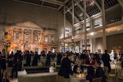 To avoid competing with the museum's grand surroundings, organizers opted for more subdued take on 1920s-theme decor.