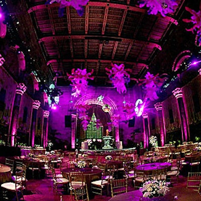 Fashioned after a French discotheque, Cipriani 42nd Street was transformed into a pink-hued world of glittering excess, with ostrich feather chandeliers, diamond-strewn tabletops and a 30-foot fountain for the premiere of The Pink Panther.
