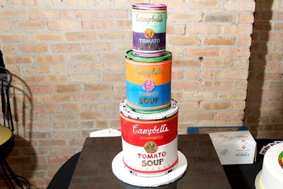 For a Hennessy Black-sponsored birthday party for Chicago artist Hebru Brantley in 2013, Alliance Bakery created a piece imitating Andy Warhol’s famous Pop-Art soup cans. The red velvet cake with cream-cheese frosting weighed about 30 pounds.