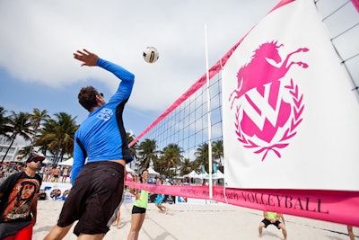 The Model Beach Volleyball Tournament returned to South Beach for the fifth year in February. The free public competition drew coed teams from modeling agencies in Miami for the two-day event, which saw models dressed head to toe by sponsor Wildfox Couture. Organizers even worked the clothing company's logo into the design of the tournament's net.