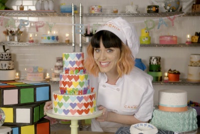 Katy Perry’s video for “Birthday,” which debuted earlier this month, was filmed entirely at Duff’s Cakemix on Melrose Avenue in Los Angeles. Confections included a cake covered in rainbow hearts and another that took the shape of a giant Rubik’s Cube.