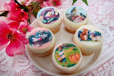 Magnolia Bakery, which has outlets in New York, Chicago, and Los Angeles, is offering Easter-theme snacks this spring. Suited to office parties, offerings include Vintage Springtime Cupcakes. In chocolate or vanilla, the treats are printed with edible images and topped with thick buttercream frosting.