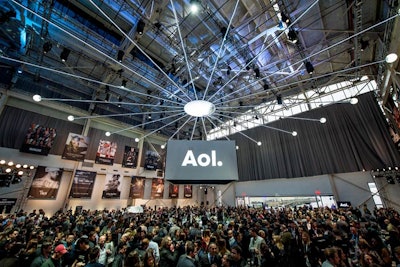 Inside the space, the NewFront's planning and production team customized the space with hanging banners and a chandelier that measured more than 100 feet in diameter.