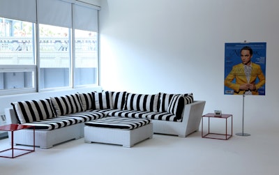 Add style to any lounge with the Avalon collection in a bold black and white stripe.