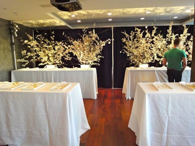 Jewelry showroom event, table displays