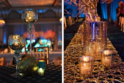 Holiday teal and gold table detail