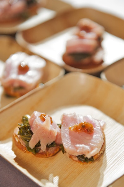 The Big Easy’s blues scene struck a chord with David Slater of Emeril’s New Orleans, who created duck liver bruschetta with smoked Gulf tuna and collard greens.