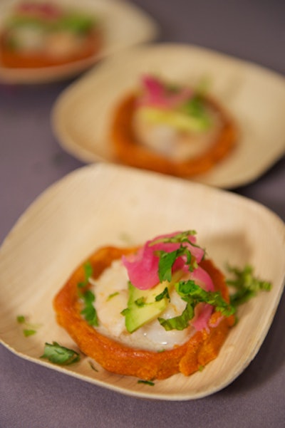 Sue Torres of Tierra in Westport, Connecticut, presented spicy shrimp sope with cured red onion and avocado.