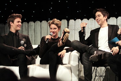 The stars of the film—Ansel Elgort, Shailene Woodley, and Nat Wolff—answered questions during breaks in the concert. Fans could submit questions via Twitter using the hashtag #TFIOSmusic. YouTube personality Tyler Oakley hosted the Q&A session.