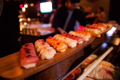 N.F.L. staff, Verizon executives, and former players dined on passed hors d'oeuvres, sushi, and sashimi at the Draft Eve party sponsored by Verizon.