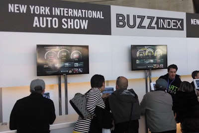 At the show's social media center, known as the Buzz Hub, attendees could view the event’s Instagram feed, charge their devices, and use iPads to see tweets, news stories, and a virtual tour.