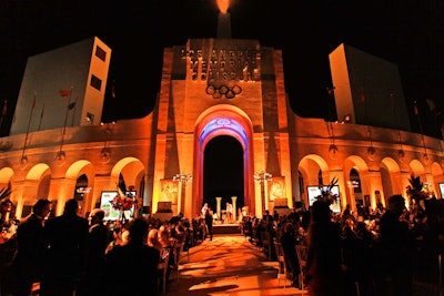 The Los Angeles Memorial Coliseum—with its arched façade reminiscent of ancient Italy—served as the dinner setting for this year's California Science Center Discovery Ball, which coincided with the opening of a special exhibit on Pompeii.