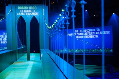 The structure featured the bridge's signature double arches as well as its lighting—but the recreation used bulbs in the foundation's signature green hue.