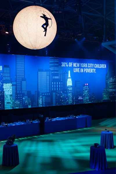 A lighting fixture that represented the moon had a silhouette of the foundation's logo.