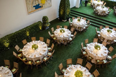 Faux grass lined the floor of the dining space for the Museum of Modern Art’s annual Party in the Garden.