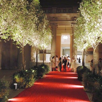 At the Metropolitan Museum of Art’s Costume Institute gala, guests followed a red carpet from the Great Hall through an alley made of 12 25-foot white pear trees to get to the Chanel exhibit.