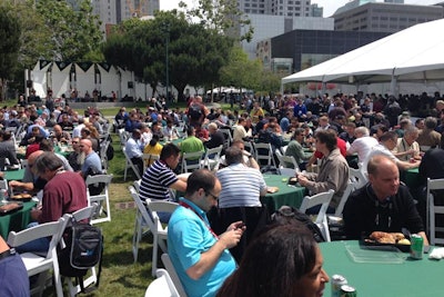 At Cisco Live, held in San Francisco in May, attendees ate lunch outside every day, with about 1,500 seats at large round tables—or on blankets available for those who wanted to find friends or experience a more casual setting. In another networking opportunity, Cisco Live attendees were also invited to join peers and Cisco experts in small groups over lunch for a chat about technical topics of the group's choice. The 'Table Topics' discussions offered a fresh perspective on the issues that the masses were talking about at Cisco Live, for instance cloud security. Anyone was also welcome to start a discussion on a new topic and lead the agenda by finding an open table and posting the topic so other interested attendees could find it and join.