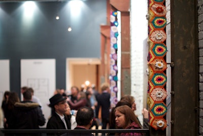 Yarn installations by Bissell Bombers and Fugitive Glue covered the factory’s sky-high steel beams.