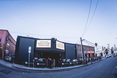 View of venue's exterior with customizable marquee