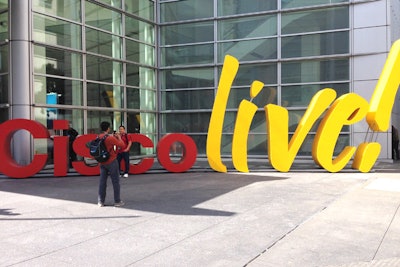 Large 3-D letters outside the Moscone Center became a popular photo spot during Cisco Live.
