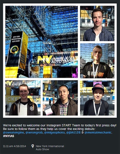 The show shared a collage of the five Start Team photographers and their account names to encourage people to follow their coverage of the press days.