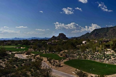 The Boulders Club, a semiprivate country club at the Waldorf Astoria Resort, has added two faster-play golf courses for quicker outings. The so-called 'pebble tees' courses offer nine holes with yardages of from 100 to 200 yards and are only available in the afternoon. The resort has also added offerings such as 'Four at Four'—four holes of golf played after 4 p.m.—a yoga boot camp, and 'Dine and Dash' teambuilding, which combines a scavenger hunt with food tastings spread over the golf course and dessert and drinks afterward.