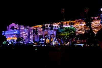 The event included a projection-mapped show on the venue's exterior walls.
