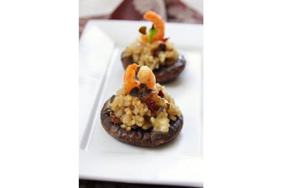 Shrimp risotto stuffed mushrooms