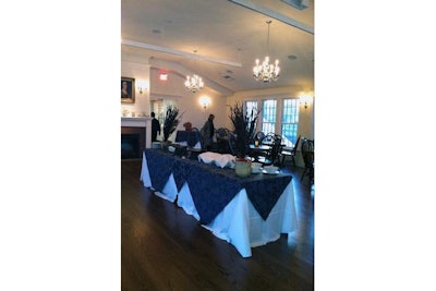 Long table, blue tablecloths
