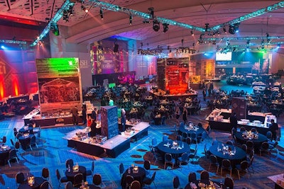Nearly 200 tables covered the floor around the food stations for event sponsors.